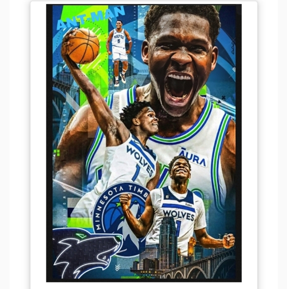 NEW! ANTHONY EDWARDS MINNESOTA COLOR ART SELF-CREATED ULTRA GLOSSY 8.5x11 POSTER - Picture 2 of 5